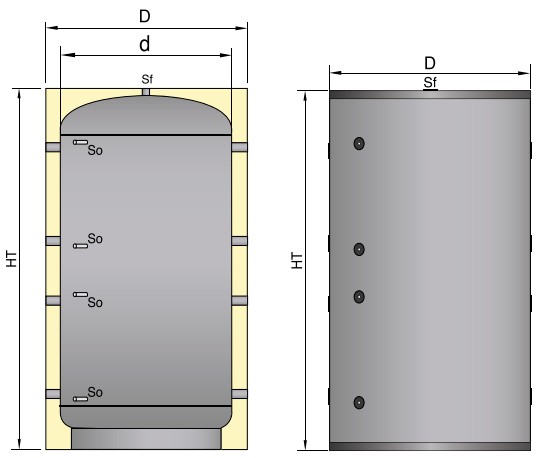 Buffer tank for heating systems, MPS 6bar, 15000l, OMB